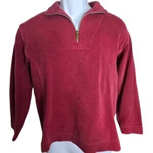Tommy Bahama Womens Pullover Sweater Medium 8/10 Red 1/4 Zip Stretch Warm‎